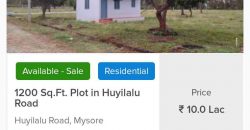 1200 Sqft Plot Sale Huyilalu Road, Mysore