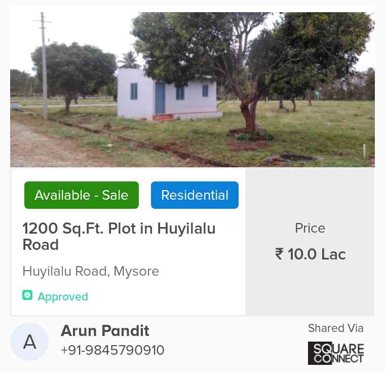 1200 Sqft Plot Sale Huyilalu Road, Mysore